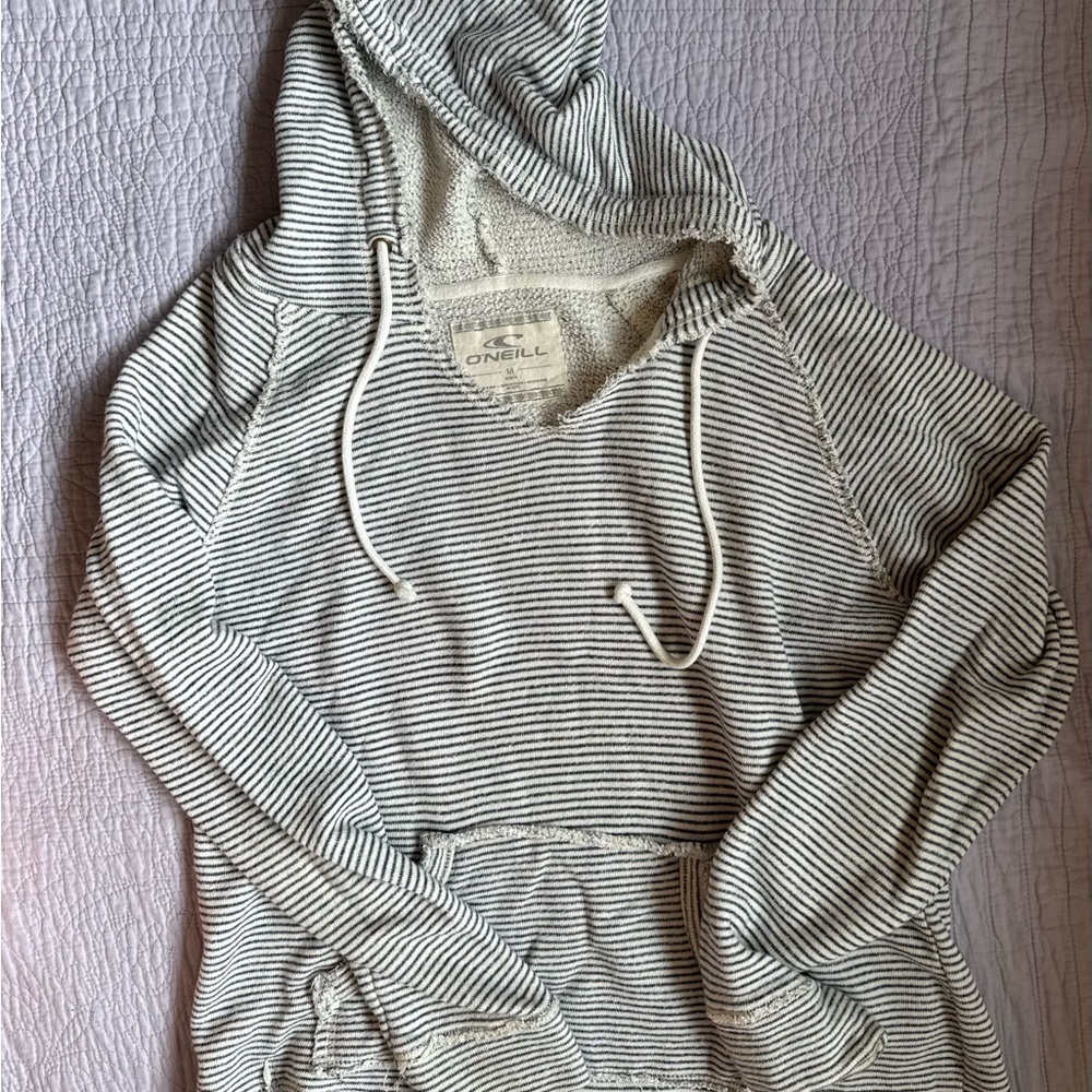 O'Neill Dark Gray and White V-Neck terrycloth sweatshirt size m